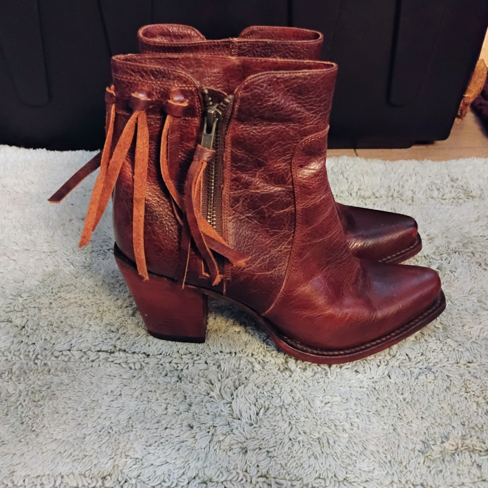 Johnny Ringo Brown Ankle Boots with Fringe Detail